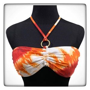 Trina Turk Bikini Top Size 4 Orange Red Sunburst Beachwear Resortwear